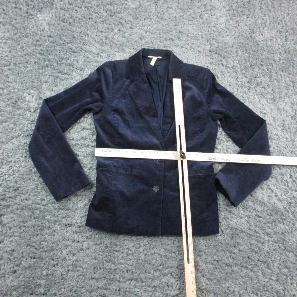 Eileen Fisher Blazer Womens 0 Navy Blue Corduroy Stretch Organic Cotton Jacket - Picture 5 of 16